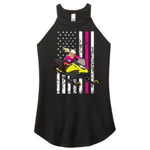 American Snowmobile Rider American Flag Snowmobile Women's Perfect Tri Rocker Tank