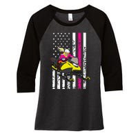 American Snowmobile Rider American Flag Snowmobile Women's Tri-Blend 3/4-Sleeve Raglan Shirt