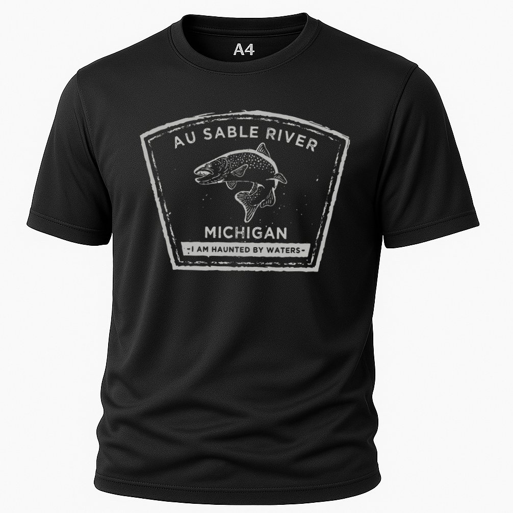 Au Sable River Michigan Fly Fishing Cooling Performance Crew T-Shirt