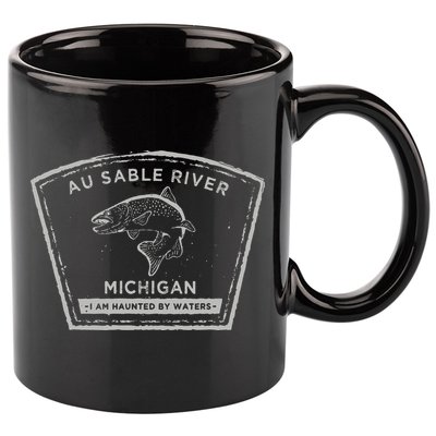 Au Sable River Michigan Fly Fishing 11oz C Handle Ceramic Mug