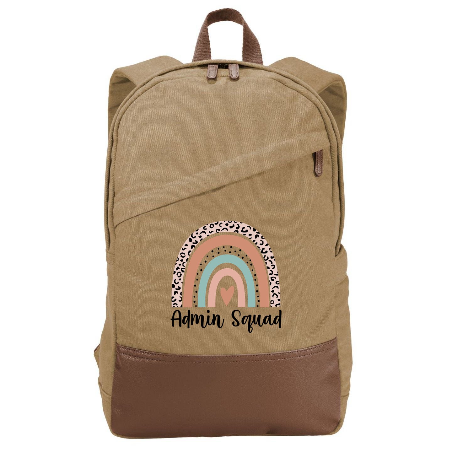 Admin Squad Rainbow Matching Admin Team Assistants Staff Gift Cotton Canvas Backpack