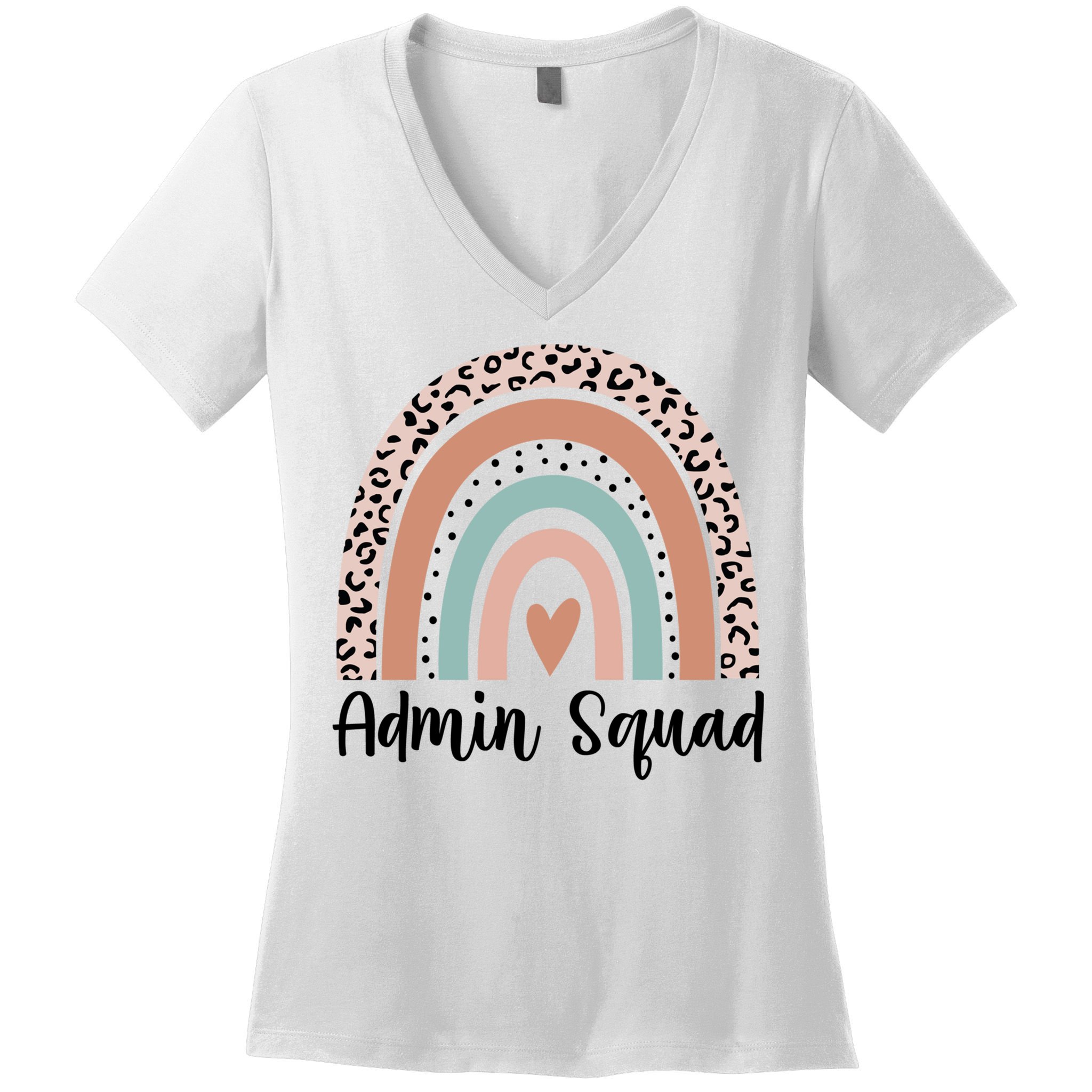 Admin Squad Rainbow Matching Admin Team Assistants Staff Gift Women's V-Neck T-Shirt