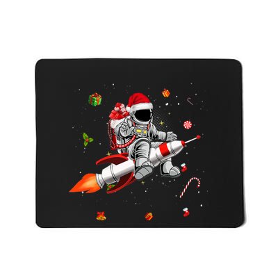 Astronaut Santa Riding Rocket Ship Planets Space Moon Galaxy Mousepad