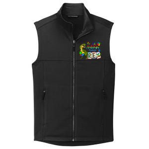 Autism Saurus Rex Dino T Rex Heart Autism Awareness Month Gift Collective Smooth Fleece Vest