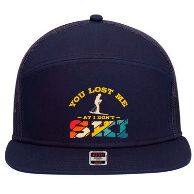 Alpine Ski Retro Vintage Slope Downhill Skiing Skier Sport 7 Panel Mesh Trucker Snapback Hat