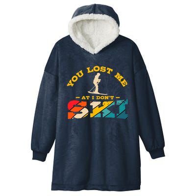 Alpine Ski Retro Vintage Slope Downhill Skiing Skier Sport Hooded Wearable Blanket