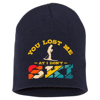 Alpine Ski Retro Vintage Slope Downhill Skiing Skier Sport Short Acrylic Beanie