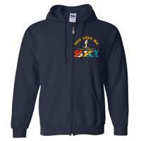 Alpine Ski Retro Vintage Slope Downhill Skiing Skier Sport Full Zip Hoodie