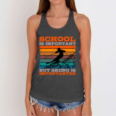 Alpine Ski Retro Vintage School Slope Downhill Skiing Skier Women's Knotted Racerback Tank