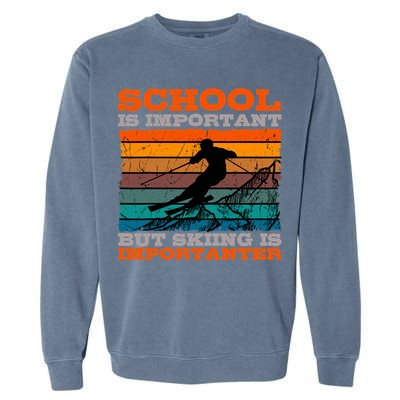 Alpine Ski Retro Vintage School Slope Downhill Skiing Skier Garment-Dyed Sweatshirt