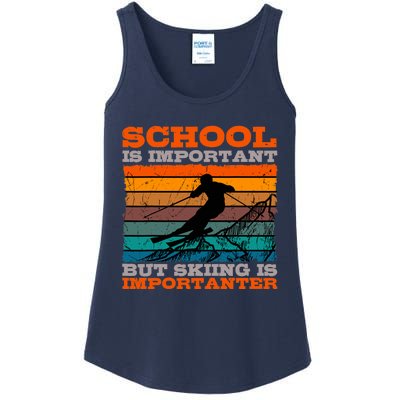 Alpine Ski Retro Vintage School Slope Downhill Skiing Skier Ladies Essential Tank