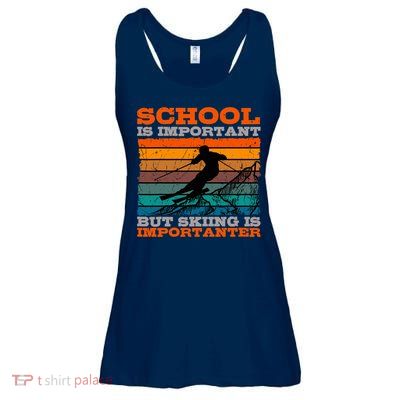 Alpine Ski Retro Vintage School Slope Downhill Skiing Skier Ladies Essential Flowy Tank