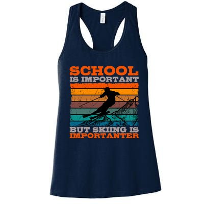 Alpine Ski Retro Vintage School Slope Downhill Skiing Skier Women's Racerback Tank