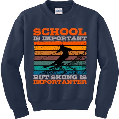 Alpine Ski Retro Vintage School Slope Downhill Skiing Skier Kids Sweatshirt