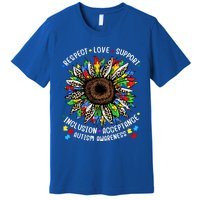 Autism Sunflower Respect Love Support Autism Awareness Gift Premium T-Shirt