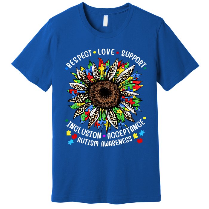 Autism Sunflower Respect Love Support Autism Awareness Gift Premium T-Shirt