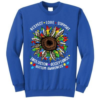 Autism Sunflower Respect Love Support Autism Awareness Gift Tall Sweatshirt