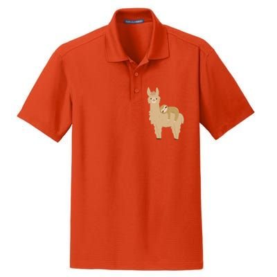 Adorable Sloth Relaxing On A Llama Funny Llama Sloth Dry Zone Grid Polo