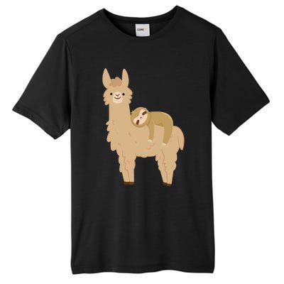 Adorable Sloth Relaxing On A Llama Funny Llama Sloth Tall Fusion ChromaSoft Performance T-Shirt