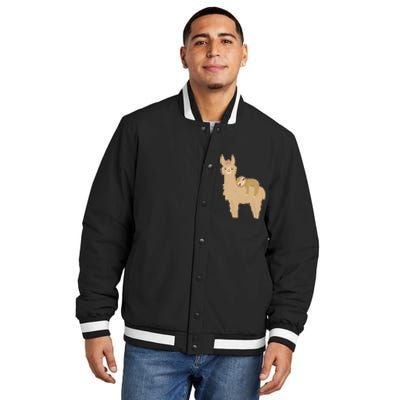 Adorable Sloth Relaxing On A Llama Funny Llama Sloth Insulated Varsity Jacket