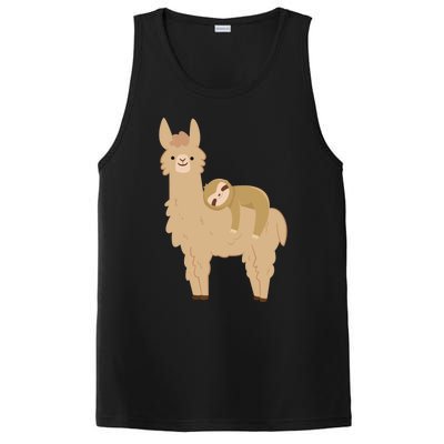 Adorable Sloth Relaxing On A Llama Funny Llama Sloth PosiCharge Competitor Tank