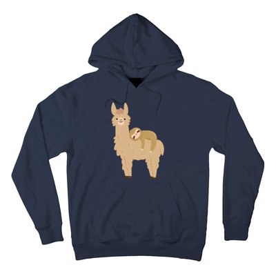 Adorable Sloth Relaxing On A Llama Funny Llama Sloth Hoodie