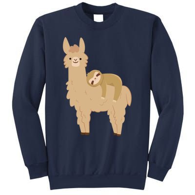 Adorable Sloth Relaxing On A Llama Funny Llama Sloth Sweatshirt