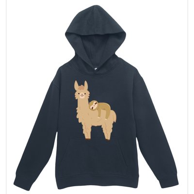 Adorable Sloth Relaxing On A Llama Funny Llama Sloth Urban Pullover Hoodie