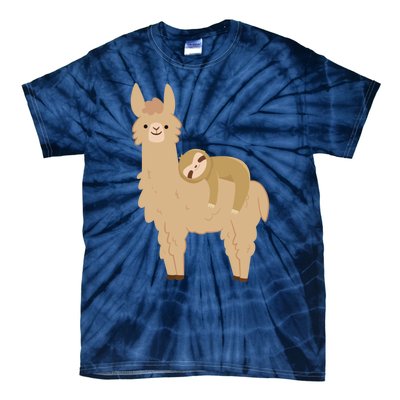 Adorable Sloth Relaxing On A Llama Funny Llama Sloth Tie-Dye T-Shirt