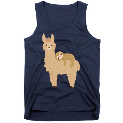 Adorable Sloth Relaxing On A Llama Funny Llama Sloth Tank Top