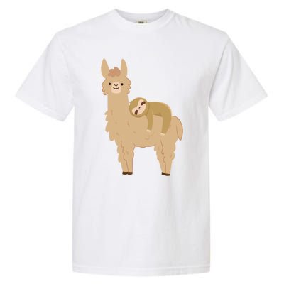 Adorable Sloth Relaxing On A Llama Funny Llama Sloth Garment-Dyed Heavyweight T-Shirt