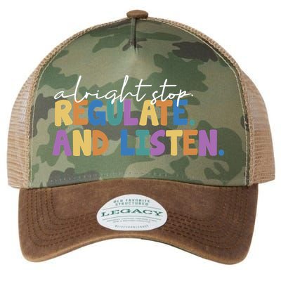 Alright Stop Regulate And Listen School Teacher Legacy Tie Dye Trucker Hat
