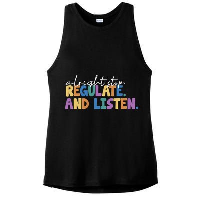 Alright Stop Regulate And Listen School Teacher Ladies PosiCharge Tri-Blend Wicking Tank