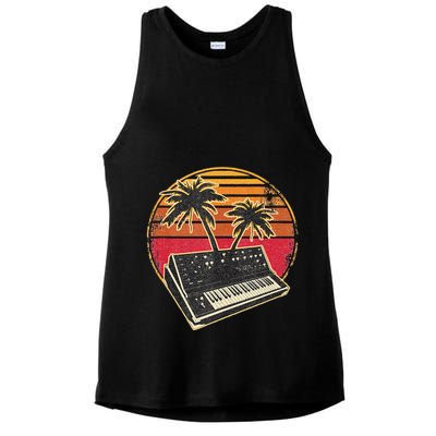 Analog Synthesizer Retrowave Vintage 70s Sunset Synth Ladies PosiCharge Tri-Blend Wicking Tank