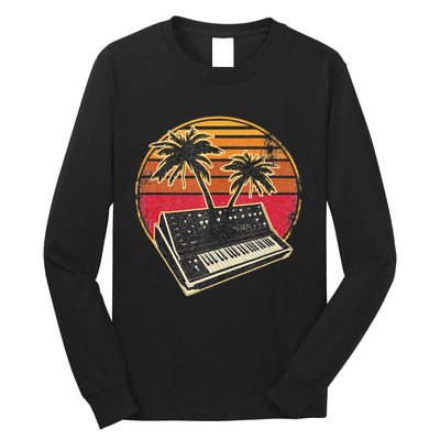 Analog Synthesizer Retrowave Vintage 70s Sunset Synth Long Sleeve Shirt