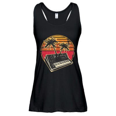 Analog Synthesizer Retrowave Vintage 70s Sunset Synth Ladies Essential Flowy Tank