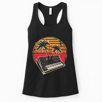 Analog Synthesizer Retrowave Vintage 70s Sunset Synth Womens Tank Top