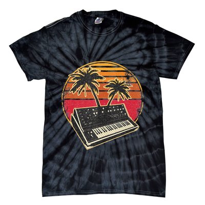 Analog Synthesizer Retrowave Vintage 70s Sunset Synth Tie-Dye T-Shirt