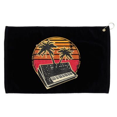 Analog Synthesizer Retrowave Vintage 70s Sunset Synth Grommeted Golf Towel