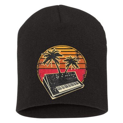 Analog Synthesizer Retrowave Vintage 70s Sunset Synth Short Acrylic Beanie