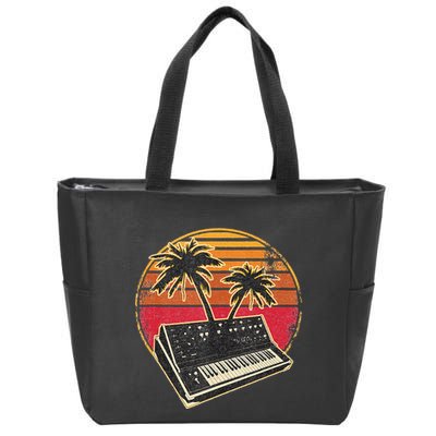 Analog Synthesizer Retrowave Vintage 70s Sunset Synth Zip Tote Bag