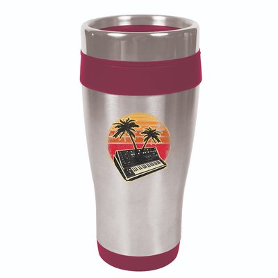 Analog Synthesizer Retrowave Vintage 70s Sunset Synth 16oz Travel Tumbler