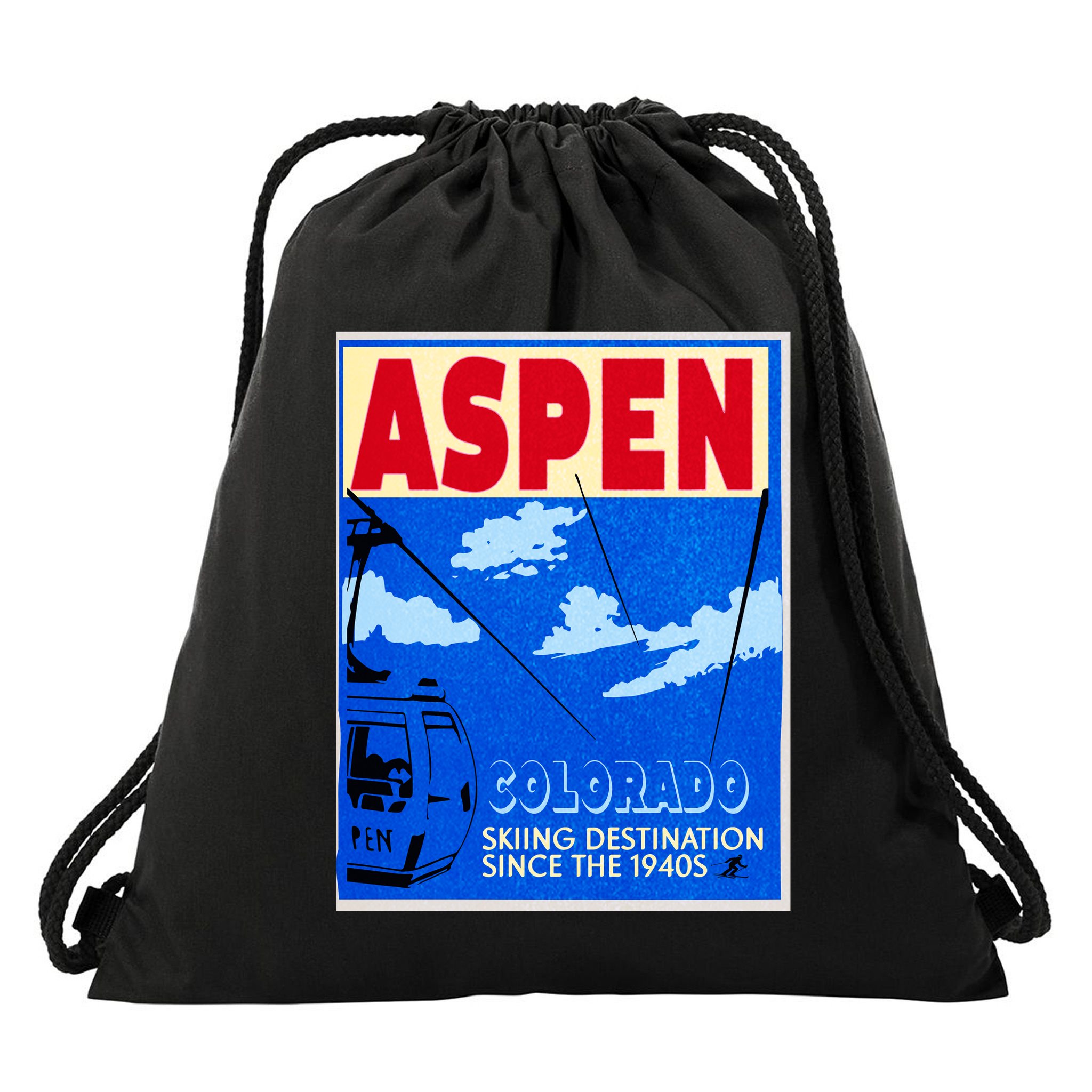 Aspen Ski Resort Colorado Drawstring Bag