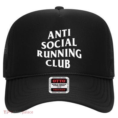 Anti Social Running Club Funny Introvert Runner Gift High Crown Mesh Back Trucker Hat