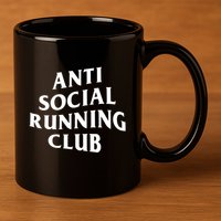 Anti Social Running Club Funny Introvert Runner Gift 11oz C Handle Ceramic Mug