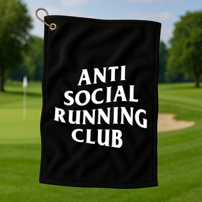 Anti Social Running Club Funny Introvert Runner Gift Golf Towel
