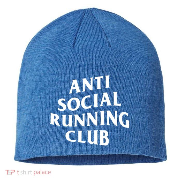 Anti Social Running Club Funny Introvert Runner Gift Sustainable Beanie