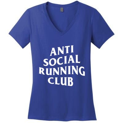 Anti Social Running Club Funny Introvert Runner Gift Women's V-Neck T-Shirt