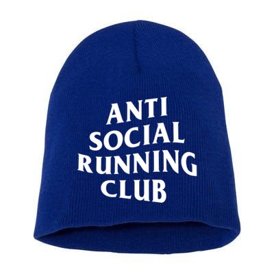 Anti Social Running Club Funny Introvert Runner Gift Short Acrylic Beanie