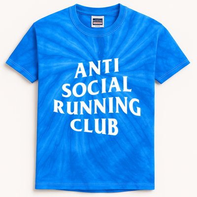 Anti Social Running Club Funny Introvert Runner Gift Kids Tie-Dye T-Shirt